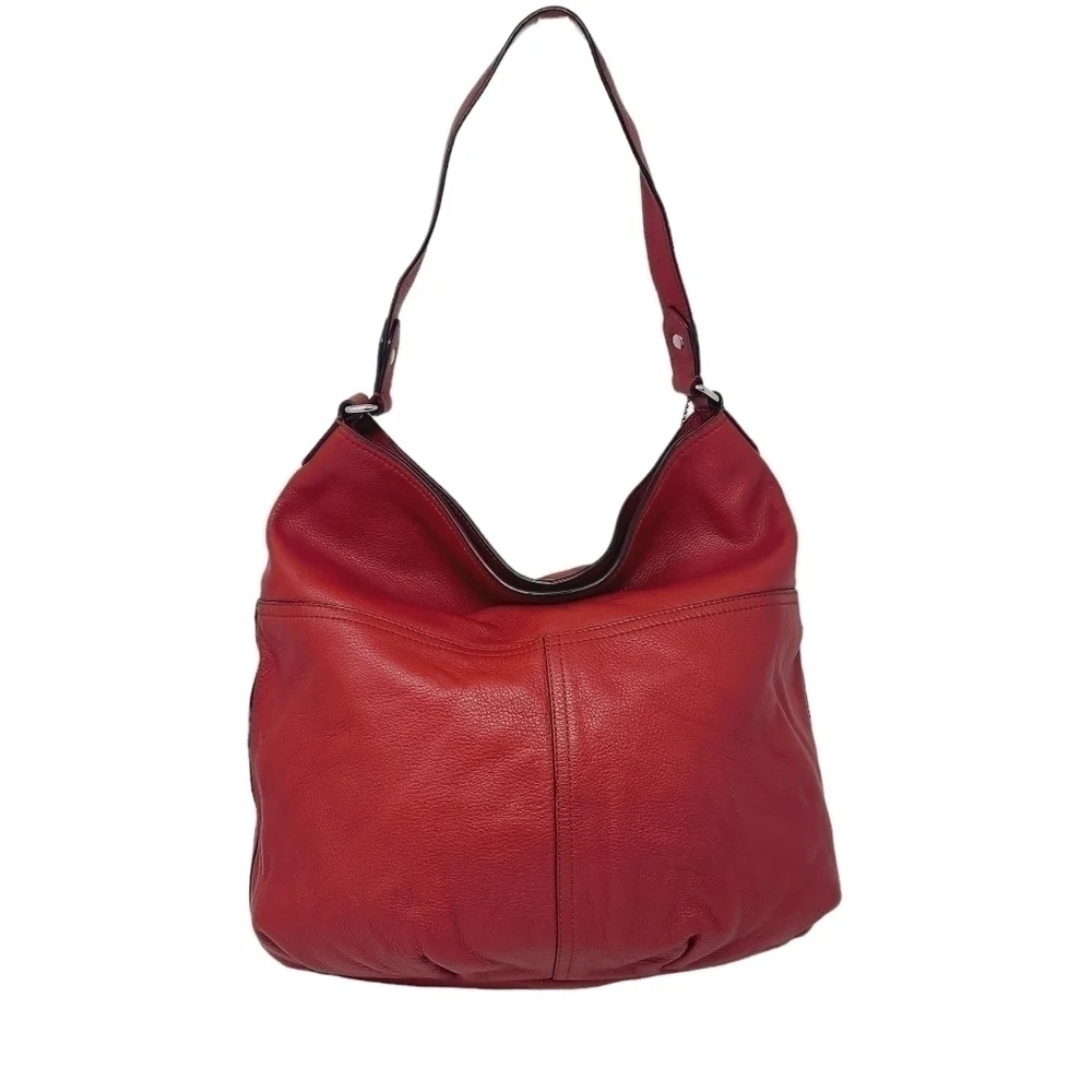 Polo Ralph Lauren | Women's Red Front Fold-Over Leather Hobo Bag (One Size)